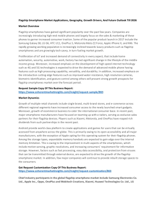 Flagship Smartphone Market Applications, Geography, Growth Drivers, And Future Outlook Till 2026