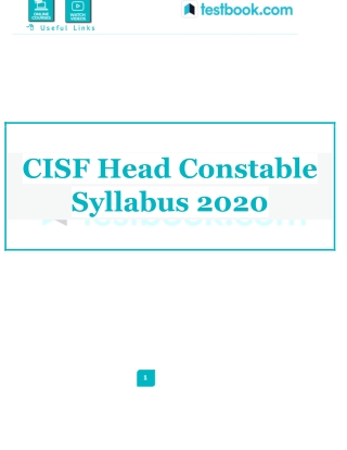 CISF Head Constable Syllabus 2020