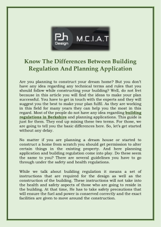 Know The Differences Between Building Regulation And Planning Application
