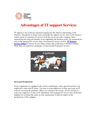 Advantages of IT support Services