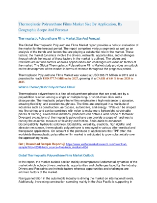 Thermoplastic Polyurethane Films Market Size By Application, By Geographic Scope And Forecast
