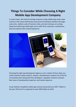 Things To Consider While Choosing A Right Mobile App Development Company
