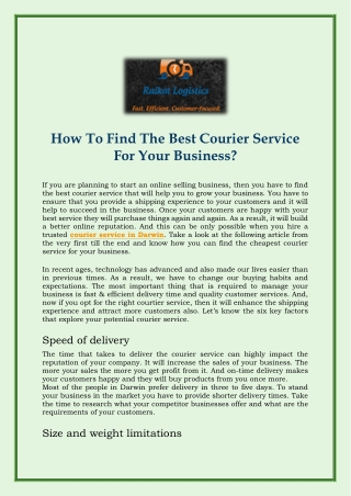 How To Find The Best Courier Service For Your Business?
