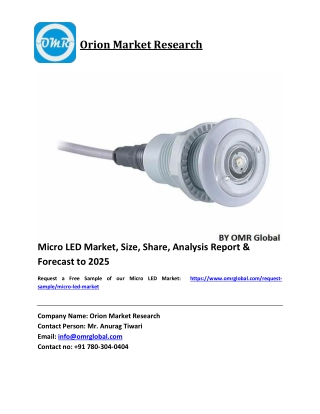 Micro LED Market Growth, Size, Share, Industry Report and Forecast 2019-2025