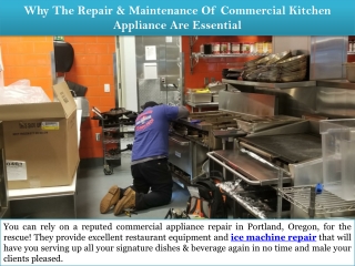 Why The Repair and Maintenance Of Commercial Kitchen Appliance Are Essential