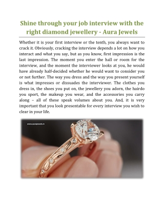 Shine through your job interview with the right diamond jewellery - Aura Jewels