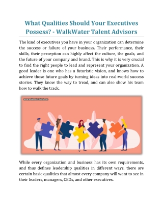 What Qualities Should Your Executives Possess - WalkWater Talent Advisors