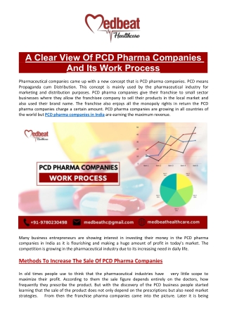 A Clear View Of PCD Pharma Companies And Its Work Process