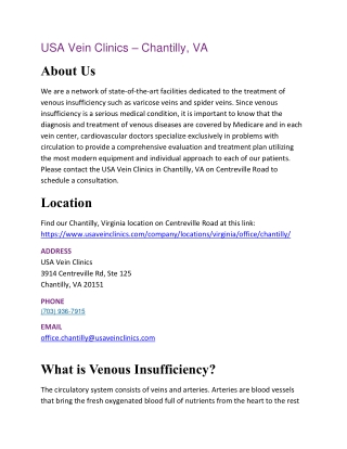 USA Vein Clinics – Chantilly, VA