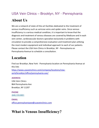 USA Vein Clinics – Brooklyn, NY - Pennsylvania