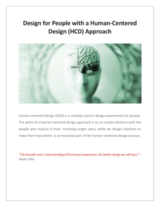 Design for People with a Human-Centered Design (HCD) Approach