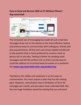 How to Send and Receive SMS on PC Without Phone?- Avg.com/retail