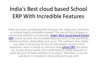 India's Best cloud based School ERP With Incredible Features