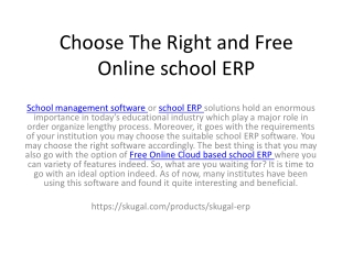 Choose The Right and Free Online school ERP