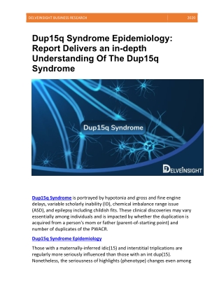 Dup15q Syndrome Epidemiology Forecast