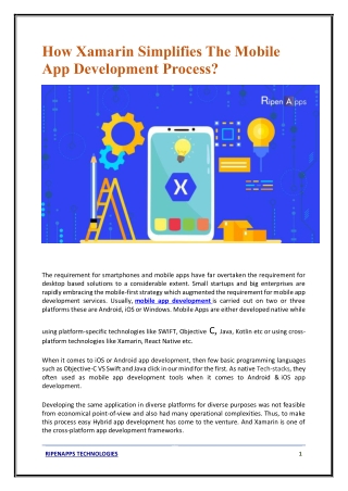How Xamarin Simplifies The Mobile App Development Process?