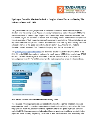 Hydrogen Peroxide Market Outlook and Covid-19 Impact Analysis till 2026