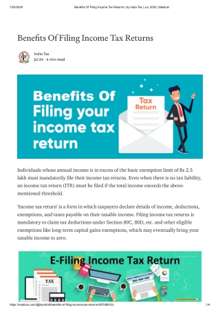 Benefits Of Filing Income Tax Returns