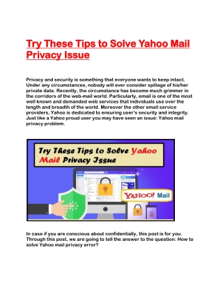 Try These Tips to Solve Yahoo Mail Privacy Issue