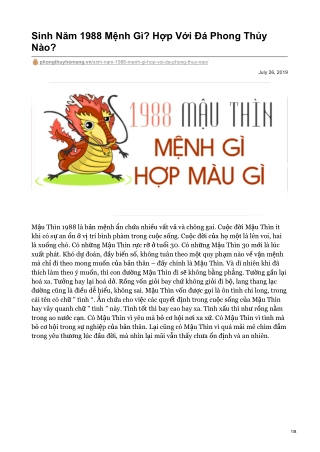 Sinh Năm 1988 Mệnh Gì? Hợp Với Đá Phong Thủy Nào?