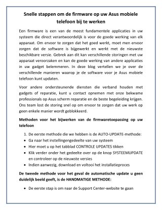 Snelle stappen om de firmware op uw Asus mobiele telefoon bij te werken