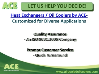 Customized Heat Exchangers/Oil Coolers by ACE Automation Engineers