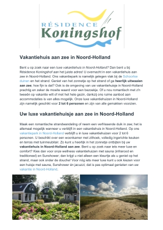 Résidence Koningshof - Vakantiehuis aan zee Noord-Holland