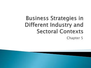 Business Strategies in Different Industry and Sectoral Contexts