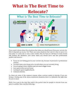 What is The Best Time to Relocate?