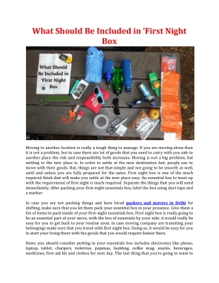 What Should Be Included in ‘First Night Box