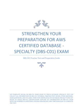 Strengthen Your Preparation for AWS Certified Database - Specialty (DBS-C01) Exam