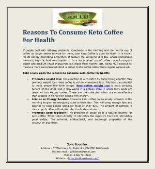 Reasons To Consume Keto Coffee For Health