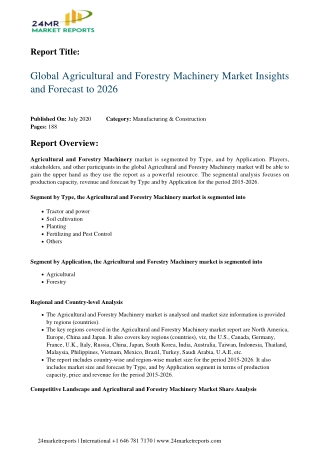 Agricultural and Forestry Machinery Market Insights and Forecast to 2026