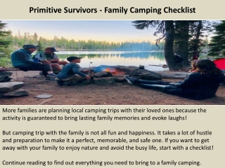 Primitive Survivors - Family Camping Checklist