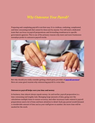 Why Outsource Your Payroll?