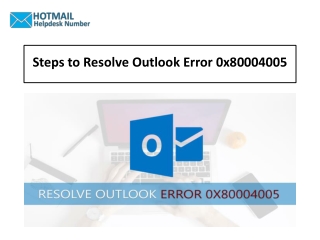 1-888-726-3195 Steps to Resolve Outlook Error 0x80004005