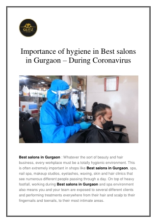 Importance of hygiene in Best salons in Gurgaon – During Coronavirus