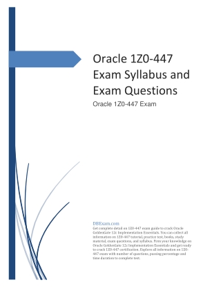 [UPDATED] Oracle 1Z0-447 Exam Syllabus and Exam Questions