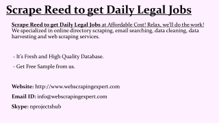 Scrape Reed to get Daily Legal Jobs