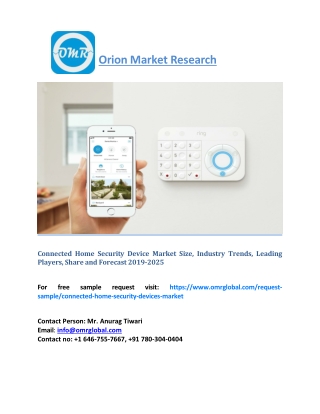 Connected Home Security Device Market Share, Trends, Growth, Forecast 2019 to 2025