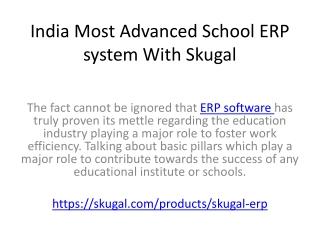 India Most Advanced School ERP system With Skugal