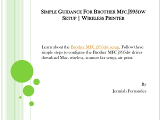 Simple Guidance For Brother Mfc J995dw Setup | Wireless Printer