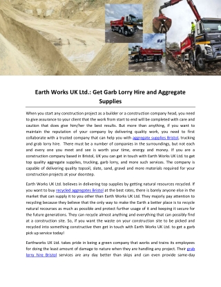 Earth Works UK Ltd.: Get Garb Lorry Hire and Aggregate Supplies