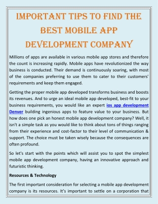 IOS Mobile App Development Company & Services in Denver