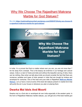 Why We Choose The Rajasthani Makrana Marble for God Statues