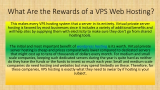 What Are the Rewards of a VPS Web Hosting?