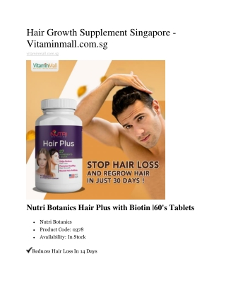Hair Growth Supplement Singapore - Vitaminmall.com.sg