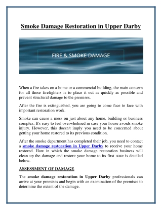 Smoke Damage Restoration Upper Darby