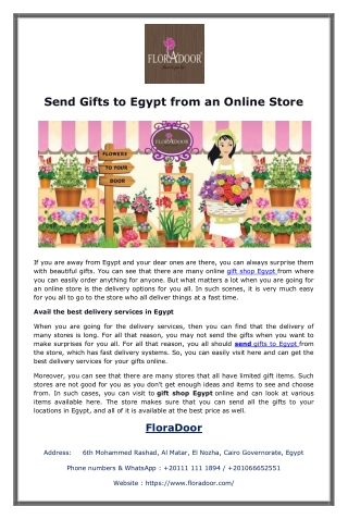 Send Gifts to Egypt from an Online Store