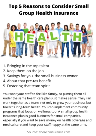 Top 5 Reasons to Consider Small Group Health Insurance